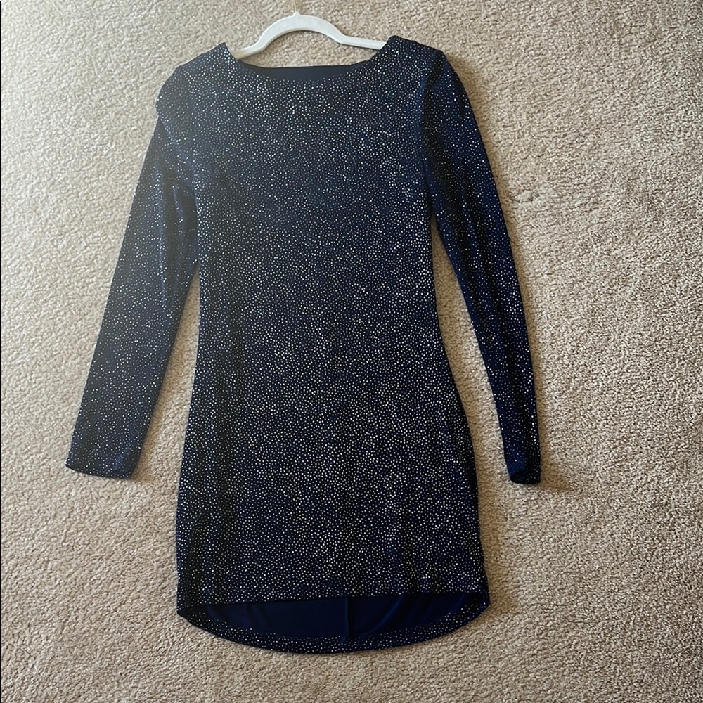 Elegant Navy Blue Long Sleeve Dress